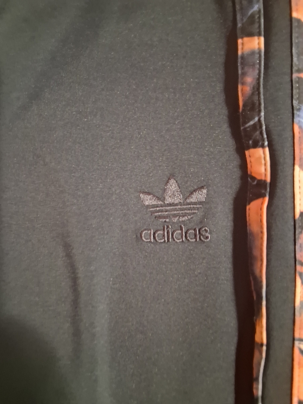 adidas Dark Blue Active Leggings Orange Floral Stripes - Picture 5 of 5